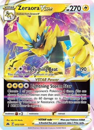 Zeraora VSTAR Crown Zenith 055/159 Near Mint Ultra Rare English Holofoil