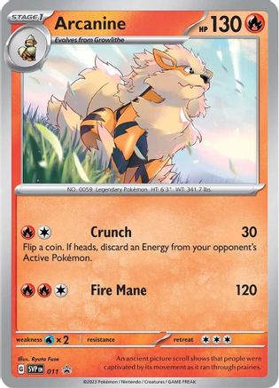 Arcanine - 011 SV: Scarlet & Violet Promo Cards 11 Near Mint Rare English Holofoil