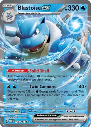 Blastoise ex - 009/165 SV: Scarlet & Violet 151 009/165 Near Mint Double Rare English Holofoil