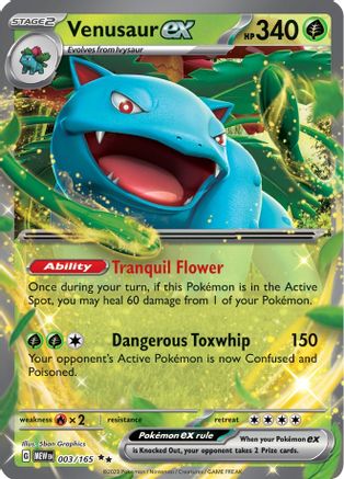 Venusaur ex - 003/165 SV: Scarlet & Violet 151 003/165 Near Mint Double Rare English Holofoil