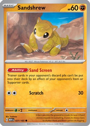 Sandshrew 027/165 Scarlet & Violet 151 Reverse Holo Near Mint  English