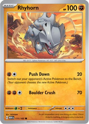 Rhyhorn 111/165 Scarlet & Violet 151 Reverse Holo Near Mint  English