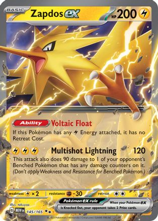 Zapdos ex 145/165 Scarlet & Violet 151 Double Rare (RR) Near Mint  English