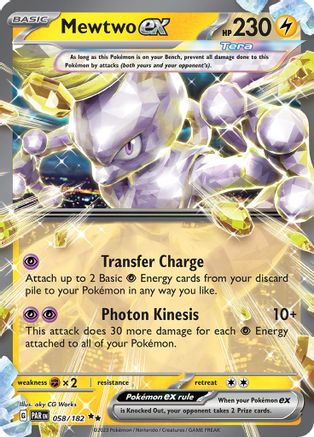 Mewtwo ex SV04: Paradox Rift 058/182 Near Mint Double Rare English Holofoil