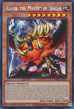 Alpha, the Master of Beasts (Platinum Secret Rare) 25th Anniversary Rarity Collection RA01-EN022 Near Mint Platinum Secret Rare English 1st Edition