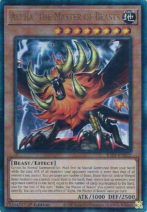 Alpha, the Master of Beasts (PUR) 25th Anniversary Rarity Collection RA01-EN022 Near Mint Prismatic Ultimate Rare English 1st Edition