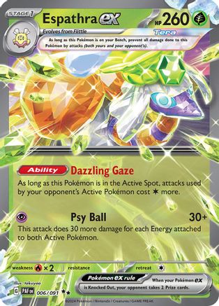 Espathra ex 006/091 Paldean Fates Double Rare (RR) Near Mint  English