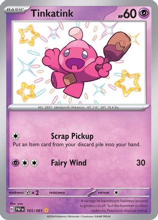 Tinkatink SV: Paldean Fates 165/091 Near Mint Shiny Rare English Holofoil