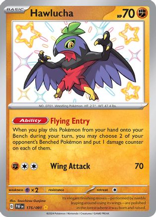 Hawlucha SV: Paldean Fates 175/091 Near Mint Shiny Rare English Holofoil