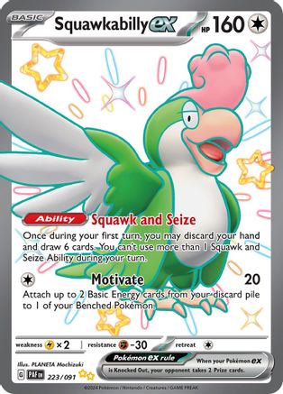 Squawkabilly ex - 223/091 SV: Paldean Fates 223/091 Near Mint Shiny Ultra Rare English Holofoil