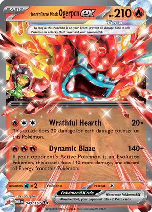 Hearthflame Mask Ogerpon ex - 040/167 SV06: Twilight Masquerade 040/167 Near Mint Double Rare English Holofoil