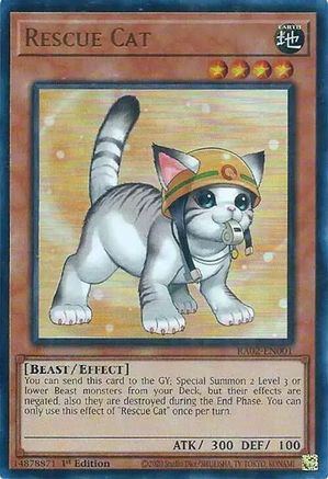 Rescue Cat (Alternate Art) (UR) 25th Anniversary Rarity Collection II RA02-EN001 Near Mint Ultra Rare English 1st Edition