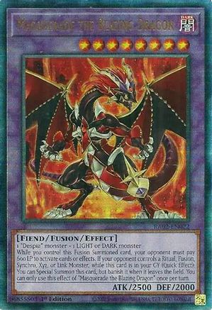 Masquerade the Blazing Dragon (PUR) 25th Anniversary Rarity Collection II RA02-EN022 Near Mint Prismatic Ultimate Rare English 1st Edition