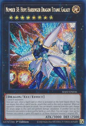 Number 38: Hope Harbinger Dragon Titanic Galaxy (Secret Rare) 25th Anniversary Rarity Collection II RA02-EN036 Near Mint Secret Rare English 1st Edition