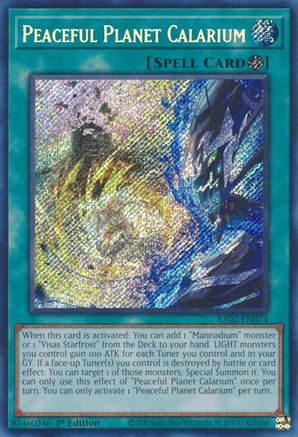 Peaceful Planet Calarium (Secret Rare) 25th Anniversary Rarity Collection II RA02-EN074 Near Mint Secret Rare English 1st Edition