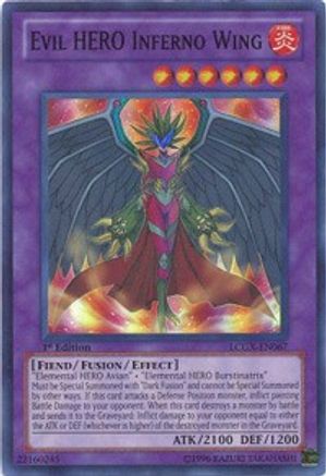 Evil HERO Inferno Wing Legendary Collection 2 LCGX-EN067 Near Mint Super Rare English 1st Edition