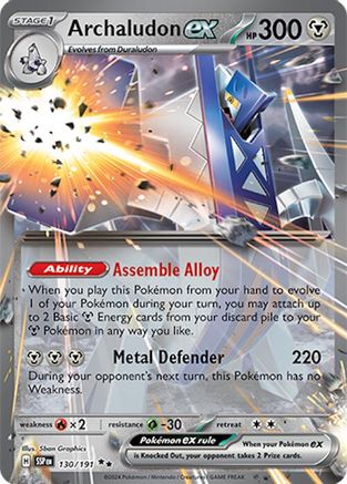 Archaludon ex - 130/191 SV08: Surging Sparks 130/191 Near Mint Double Rare English Holofoil