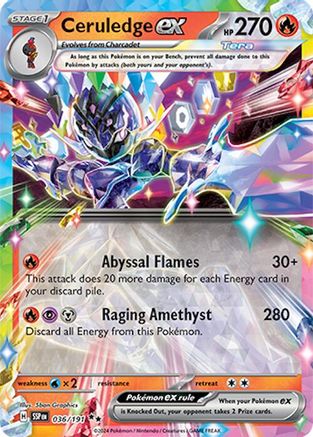 Ceruledge ex SV08: Surging Sparks 036/191 Near Mint Double Rare English Holofoil