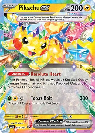 Pikachu ex - 057/191 SV08: Surging Sparks 057/191 Near Mint Double Rare English Holofoil