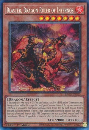 Blaster, Dragon Ruler of Infernos (PCR) Quarter Century Bonanza RA03-EN010 Near Mint Prismatic Collector's Rare English 1st Edition