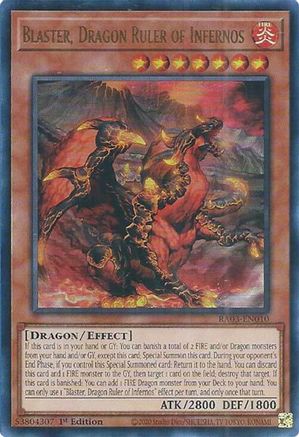 Blaster, Dragon Ruler of Infernos (UR) Quarter Century Bonanza RA03-EN010 Near Mint Ultra Rare English 1st Edition