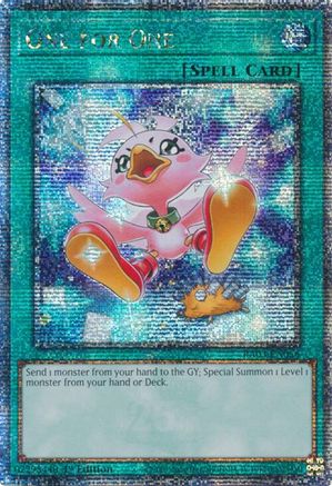 One for One (Alternate Art) (Quarter Century Secret Rare) Quarter Century Bonanza RA03-EN056 Near Mint Quarter Century Secret Rare English 1st Edition