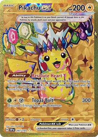 Pikachu ex - 247/191 SV08: Surging Sparks 247/191 Near Mint Hyper Rare English Holofoil