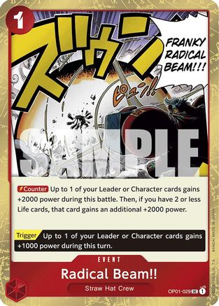Radical Beam!! (Jolly Roger Foil) Premium Booster -The Best- OP01-029 Near Mint  English Uncommon Foil