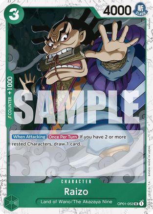 Raizo (Jolly Roger Foil) Premium Booster -The Best- OP01-052 Near Mint  English Uncommon Foil