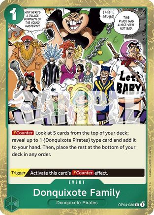 Donquixote Family (Jolly Roger Foil) Premium Booster -The Best- OP04-036 Near Mint  English Common Foil