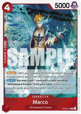Marco (Reprint) Premium Booster -The Best- OP02-018 Near Mint  English Rare Foil