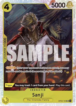 Sanji (Reprint) Premium Booster -The Best- OP04-104 Near Mint  English Super Rare Foil