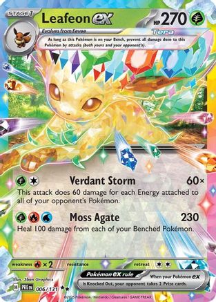 Leafeon ex - 006/131 SV: Prismatic Evolutions 006/131 Near Mint Double Rare English Holofoil