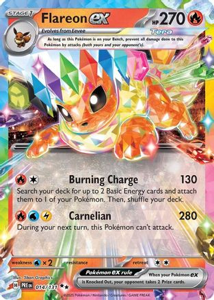 Flareon ex - 014/131 SV: Prismatic Evolutions 014/131 Near Mint Double Rare English Holofoil
