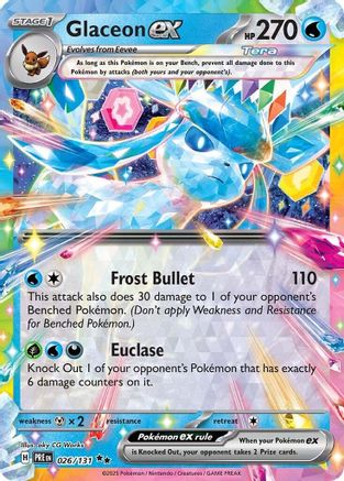 Glaceon ex - 026/131 SV: Prismatic Evolutions 026/131 Near Mint Double Rare English Holofoil