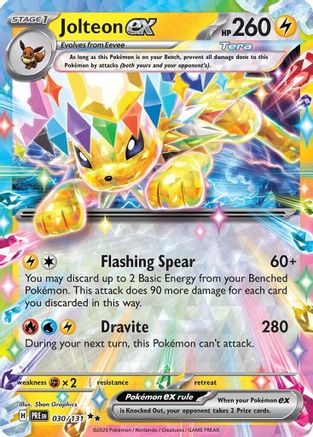 Jolteon ex - 030/131 SV: Prismatic Evolutions 030/131 Near Mint Double Rare English Holofoil