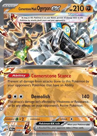Cornerstone Mask Ogerpon ex - 058/131 SV: Prismatic Evolutions 058/131 Near Mint Double Rare English Holofoil