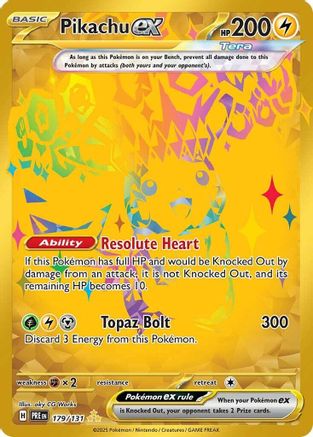 Pikachu ex - 179/131 SV: Prismatic Evolutions 179/131 Near Mint Hyper Rare English Holofoil