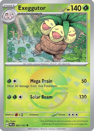 Exeggutor (Poke Ball Pattern) SV: Prismatic Evolutions 002/131 Near Mint Uncommon English Holofoil