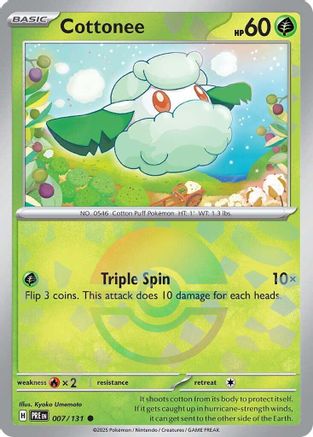 Cottonee (Poke Ball Pattern) SV: Prismatic Evolutions 007/131 Near Mint Common English Holofoil