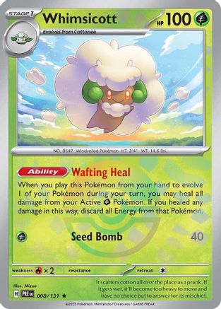 Whimsicott (Poke Ball Pattern) SV: Prismatic Evolutions 008/131 Near Mint Rare English Holofoil