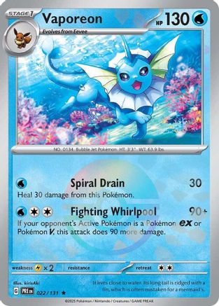 Vaporeon (Poke Ball Pattern) SV: Prismatic Evolutions 022/131 Near Mint Rare English Holofoil