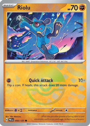 Riolu (Poke Ball Pattern) SV: Prismatic Evolutions 050/131 Near Mint Common English Holofoil