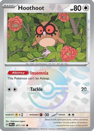 Hoothoot (Poke Ball Pattern) SV: Prismatic Evolutions 077/131 Near Mint Common English Holofoil