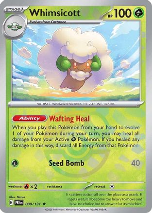 Whimsicott (Master Ball Pattern) SV: Prismatic Evolutions 008/131 Near Mint Rare English Holofoil