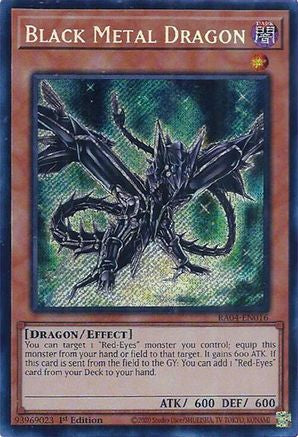 Black Metal Dragon (Secret Rare) Quarter Century Stampede RA04-EN016 Near Mint Secret Rare English 1st Edition