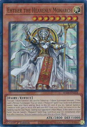 Ehther the Heavenly Monarch (UR) Quarter Century Stampede RA04-EN018 Near Mint Ultra Rare English 1st Edition