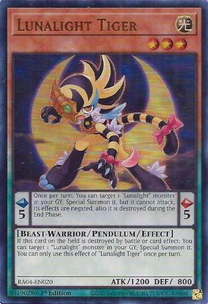 Lunalight Tiger (UR) Quarter Century Stampede RA04-EN020 Near Mint Ultra Rare English 1st Edition