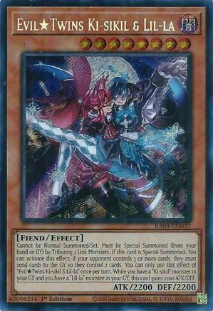 EvilTwins Ki-sikil & Lil-la (Secret Rare) Quarter Century Stampede RA04-EN037 Near Mint Secret Rare English 1st Edition