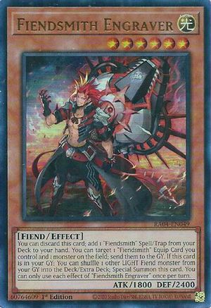 Fiendsmith Engraver (UR) Quarter Century Stampede RA04-EN049 Near Mint Ultra Rare English 1st Edition